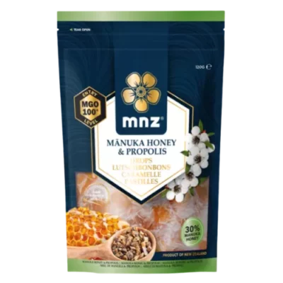 Pastilhas de mel de Manuka e própolis